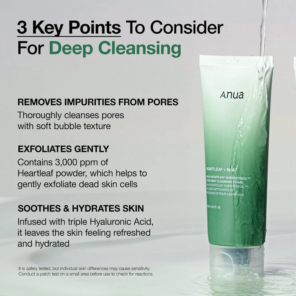 ANUA - Heartleaf Quercetinol Pore Deep Cleansing Foam 150 ML | Limpiador Profundo Para Poros