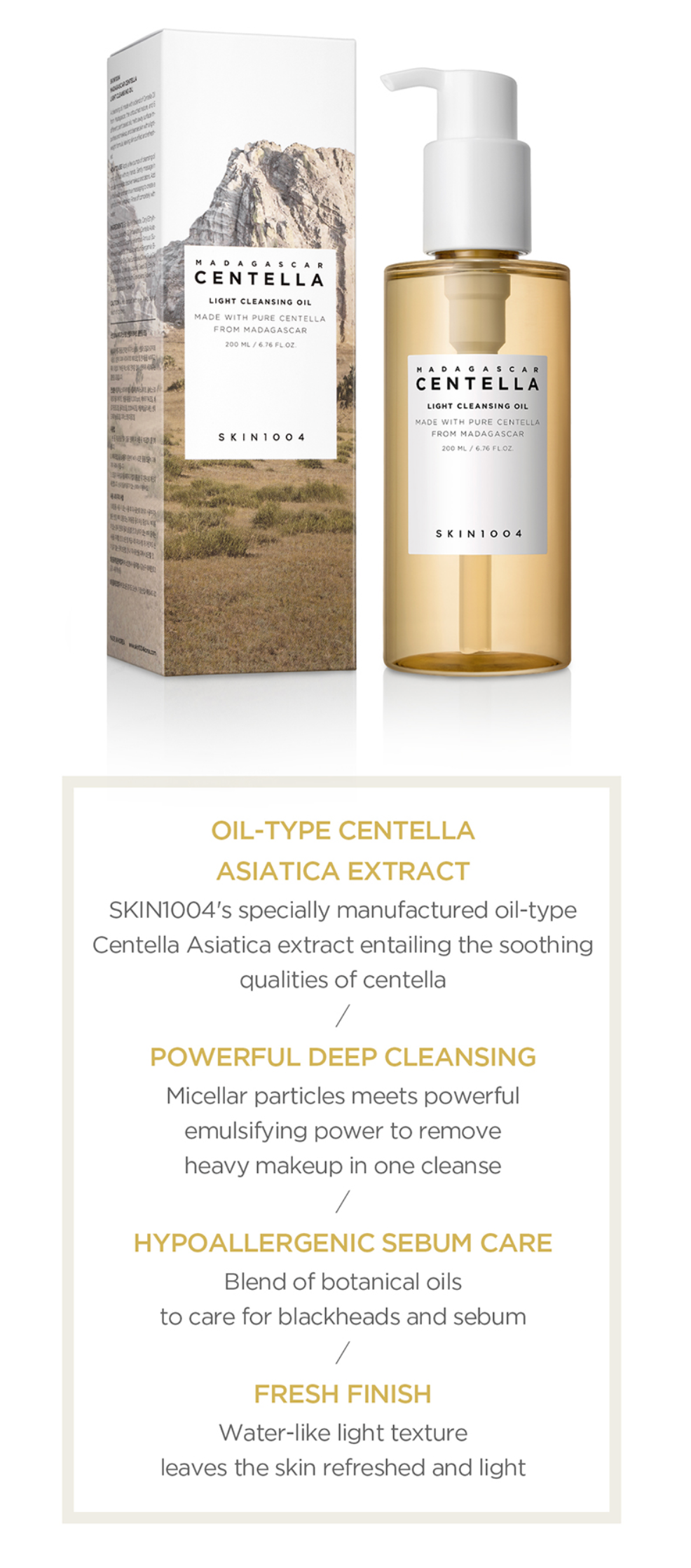 SKIN1004 - Madagascar Centella Light Cleansing Oil 200ml | Limpiador Hidratante Y Calmante